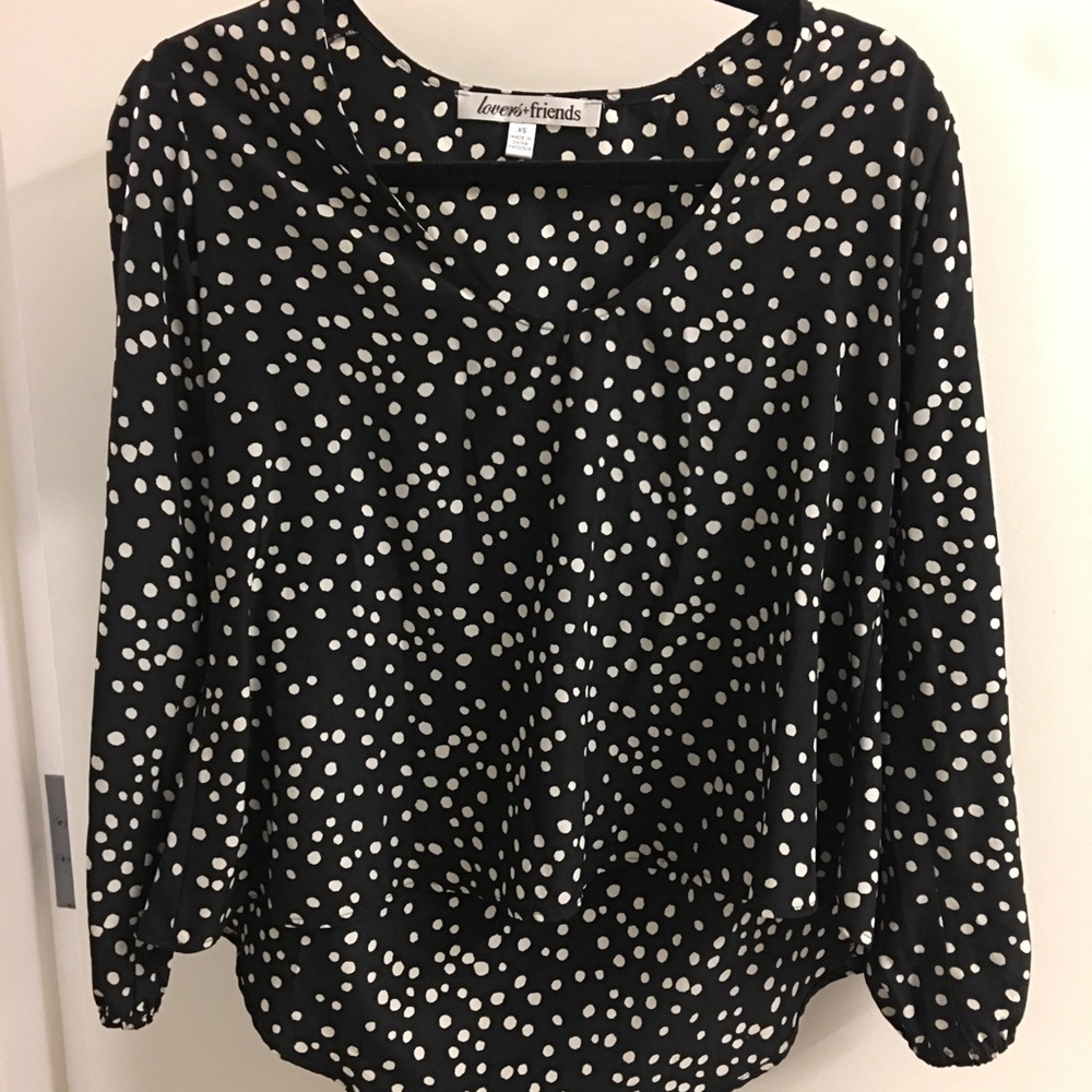 Lovers + Friends V Neck Polka Dot Blouse